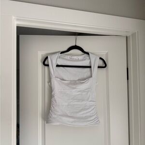 Abercrombie & Fitch White Square-Neck Tank with Wide Straps